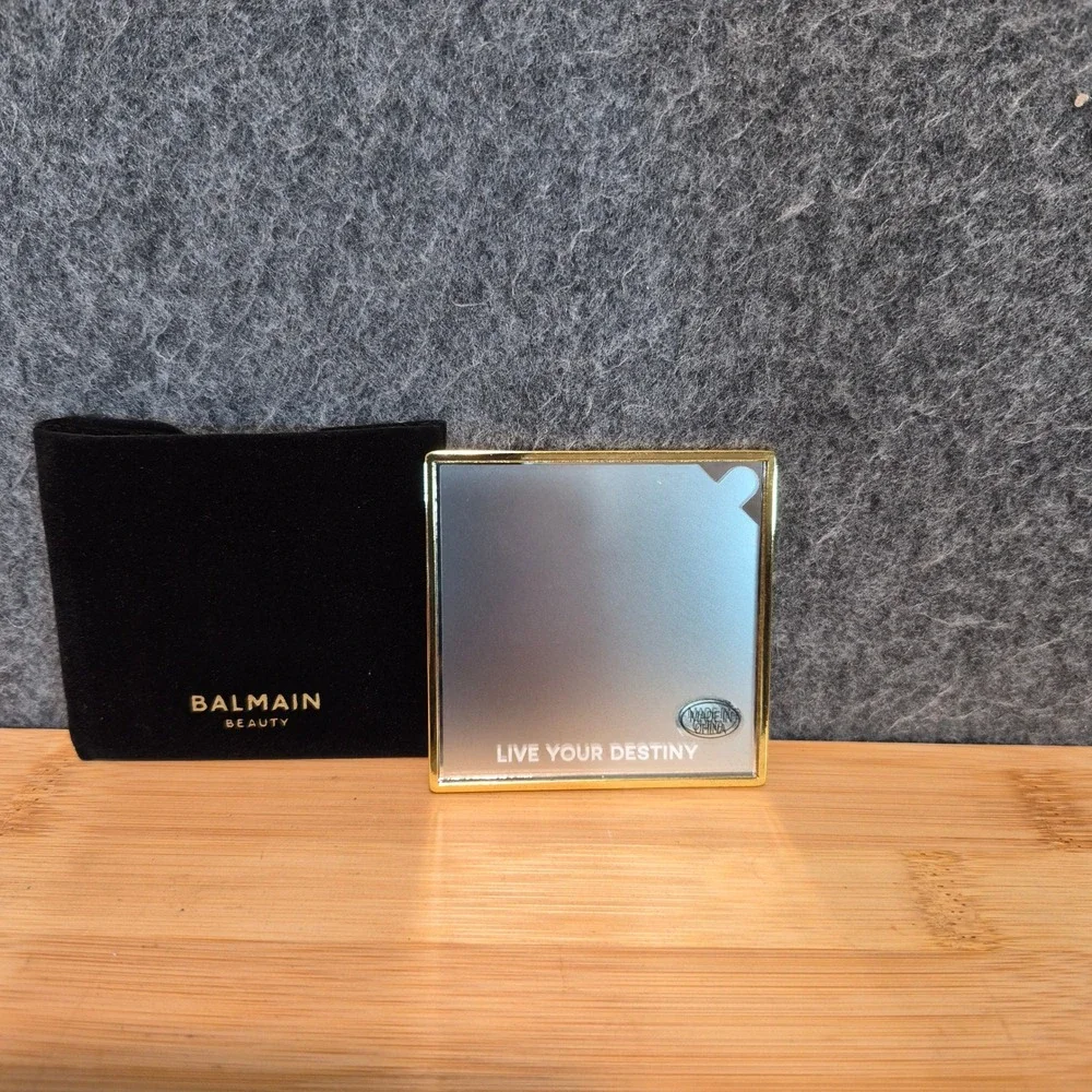 New Balmain Beauty Gold-Toned Geometric Pocket Mirror With Carry Case
